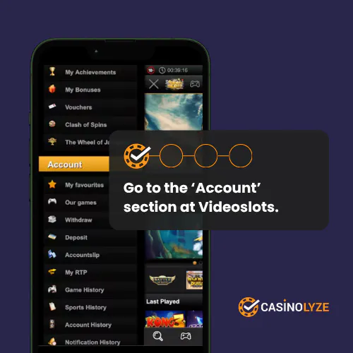 videoslots withdrawal step 1