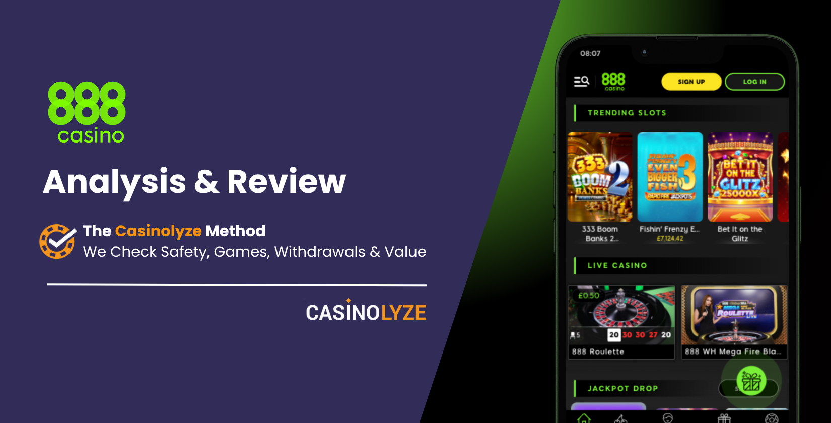 Interfața 888 Casino pe desktop și mobil