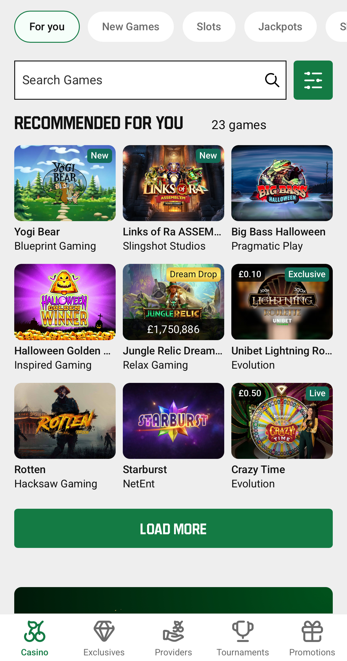 Unibet Casino Games