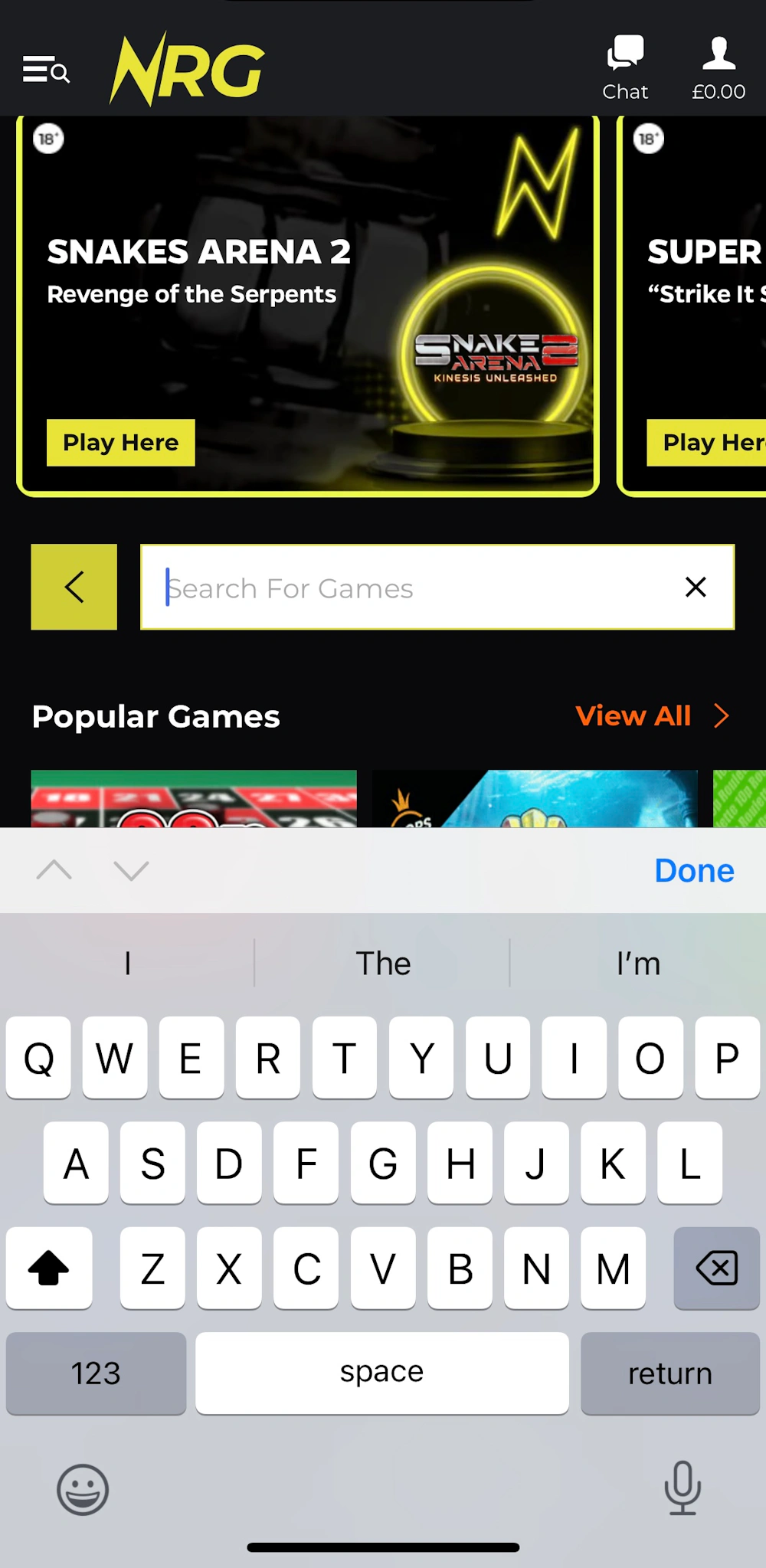Nrg Bet Game Search Interface