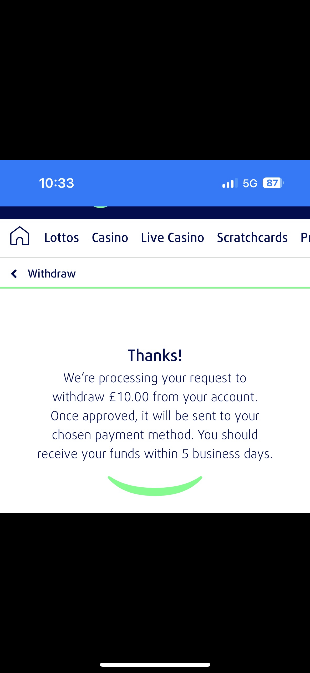 lottoland withdrawal test with visa confirmation