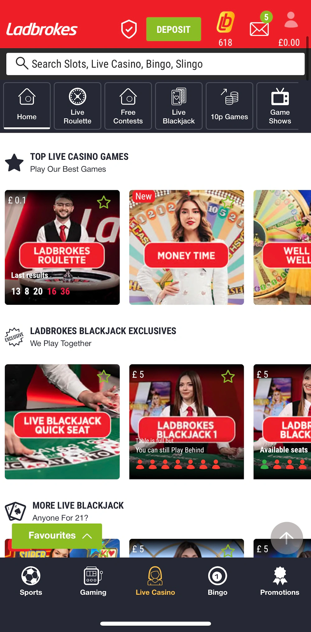 ladbrokes casino live games preview