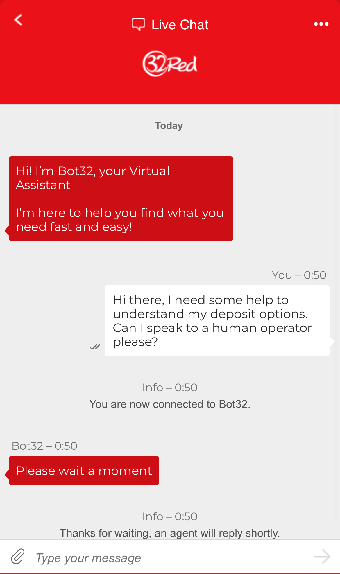 32Red Live Chat