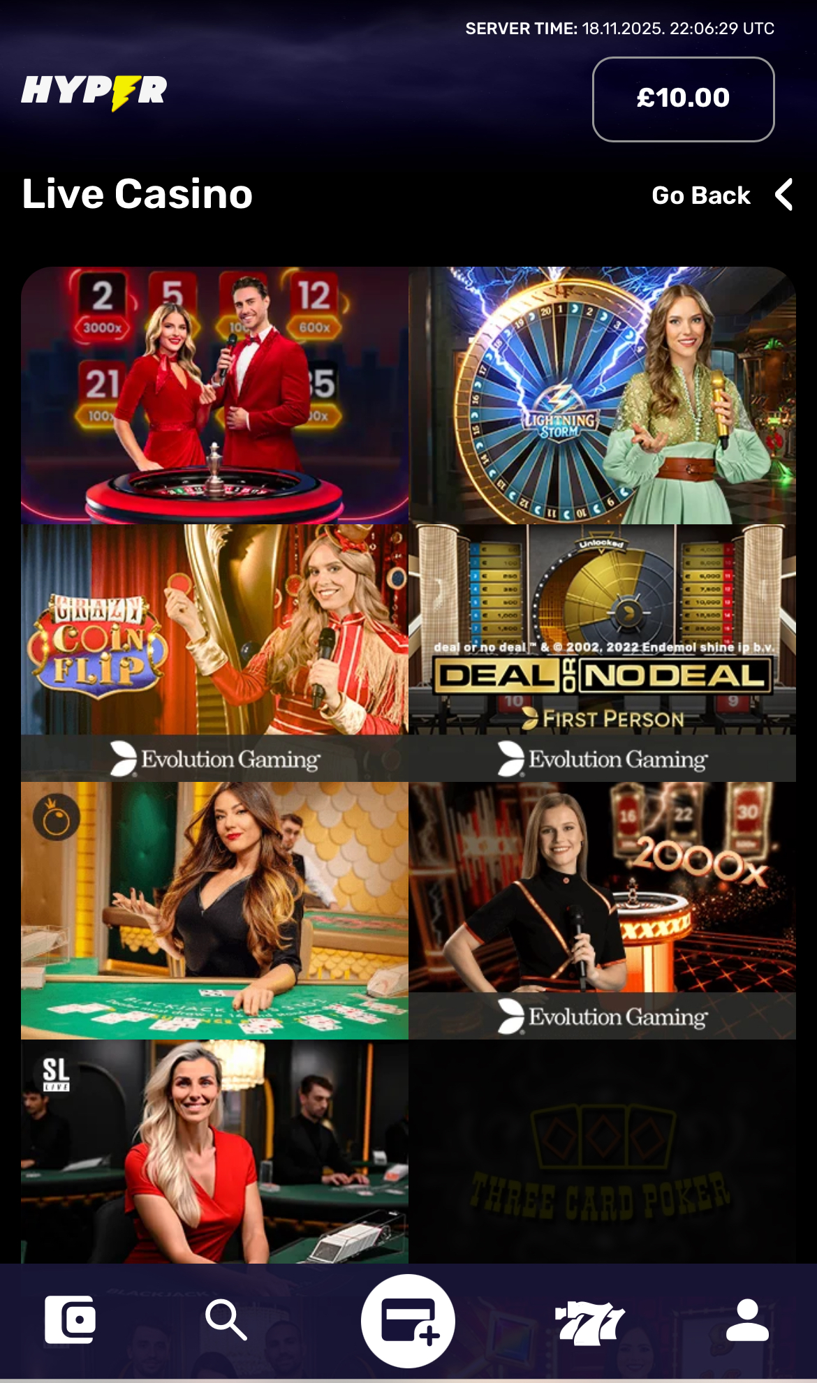 Hyper Casino Live Casino