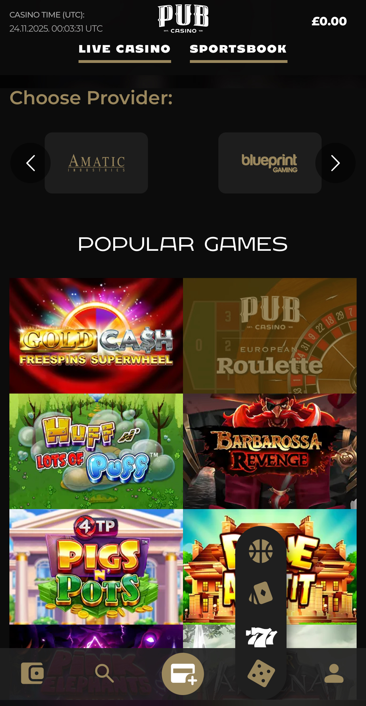 Pub Casino Lobby