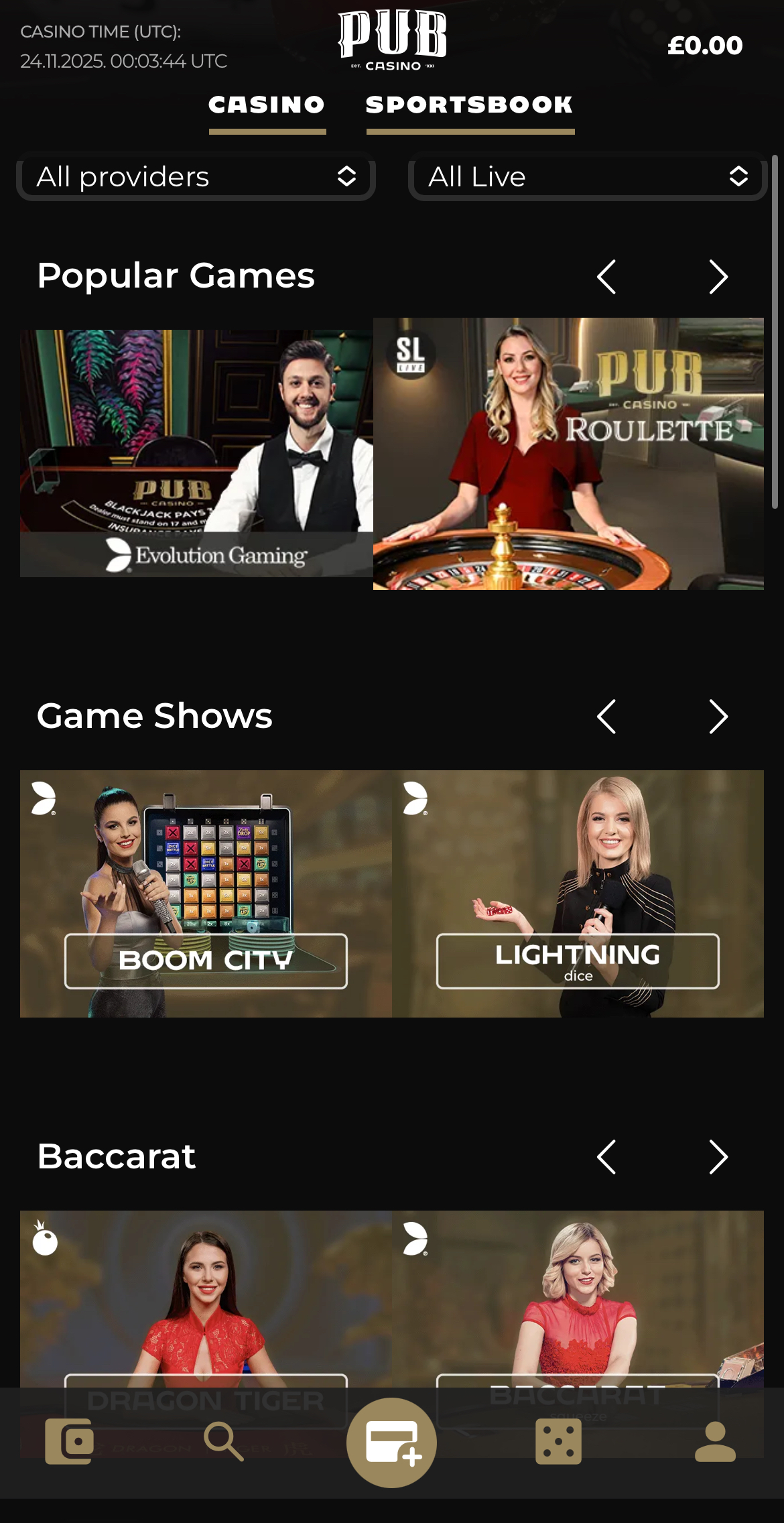 Pub Casino Live Casino