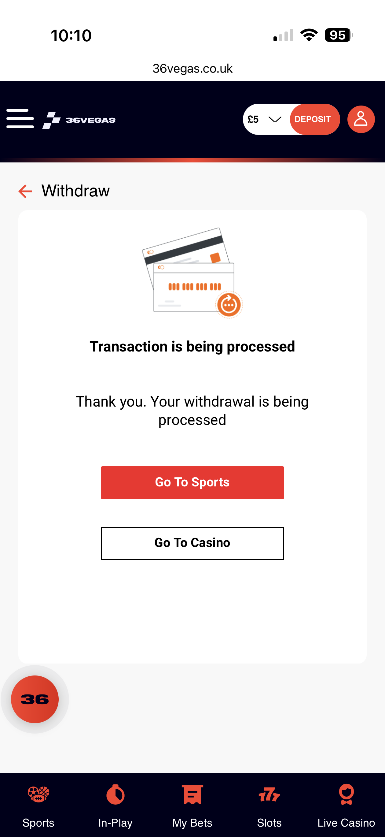 36Vegas Visa withdrawal test request