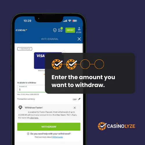 coral casino withdrawal process step 2