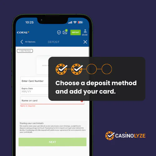 coral casino deposit process step 2