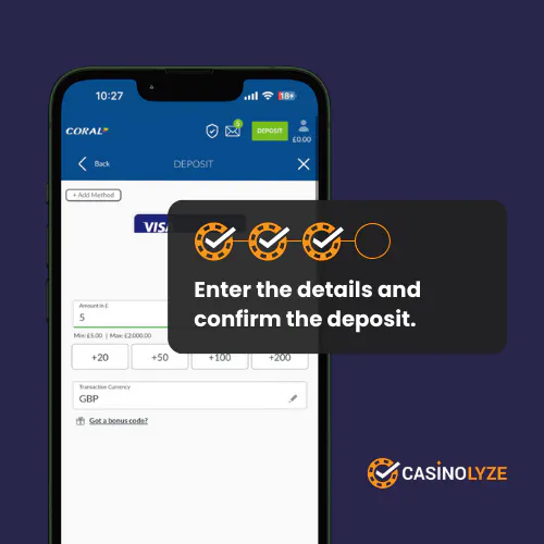 coral casino deposit process step 3
