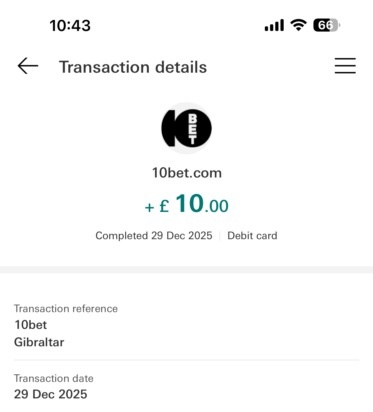 10Bet Withdrawal Visa 29/12
