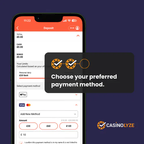 leovegas deposit process step 2
