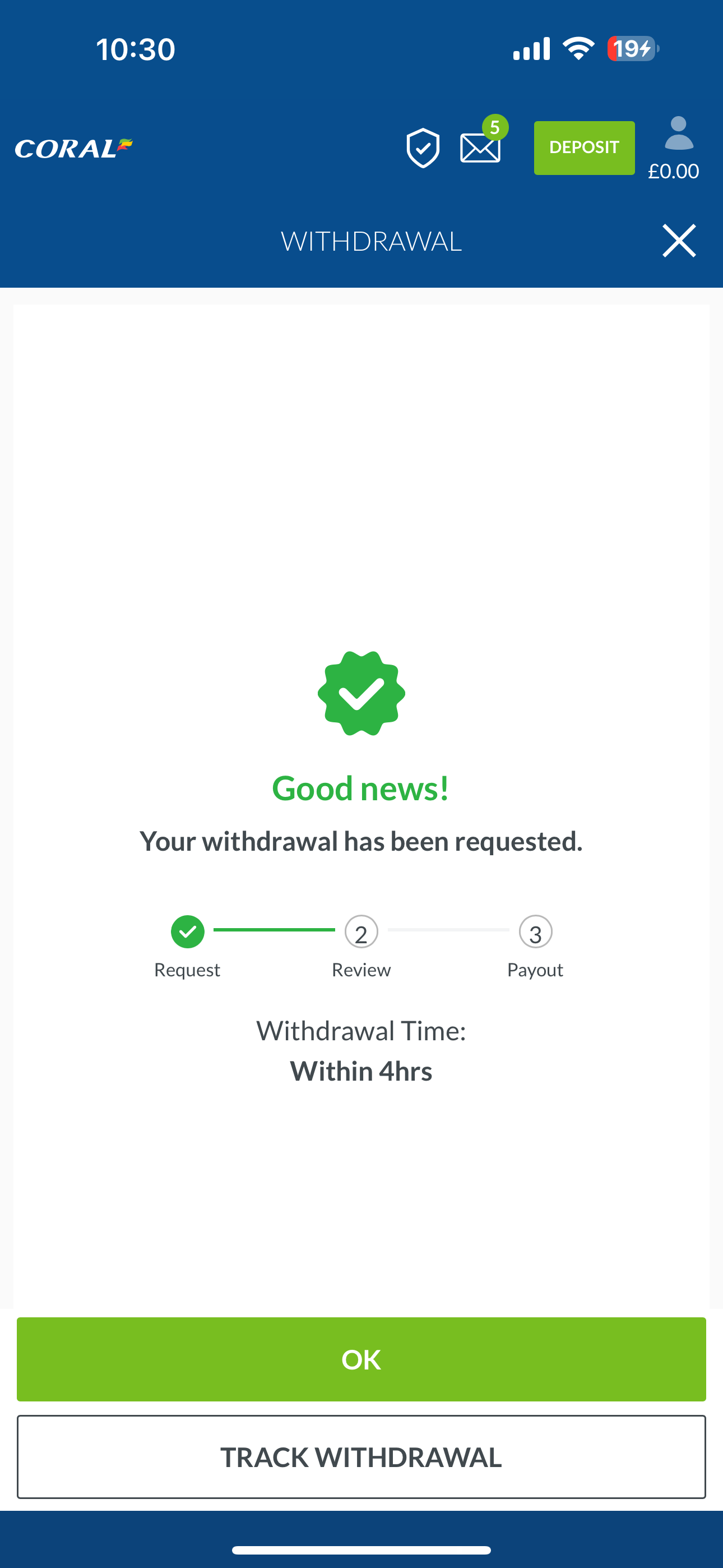 Coral Casino Test 2/1 Visa Debit