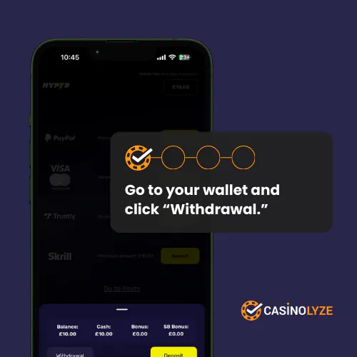 hyper casino withdrawal process step 1