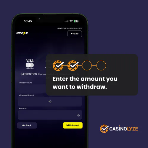 hyper casino withdrawal process step 2