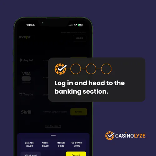 hyper casino deposit process step 1