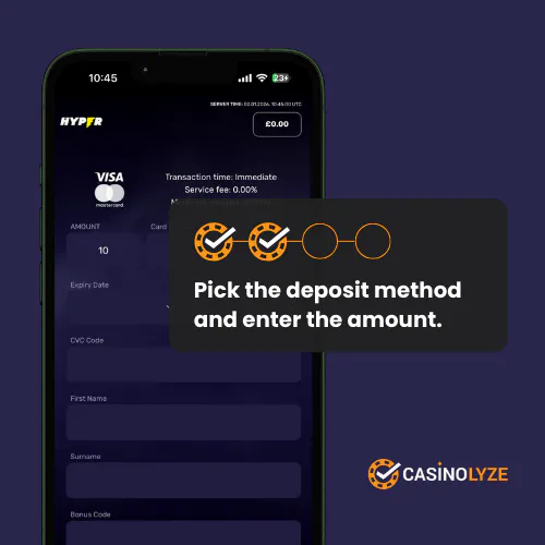 hyper casino deposit process step 2