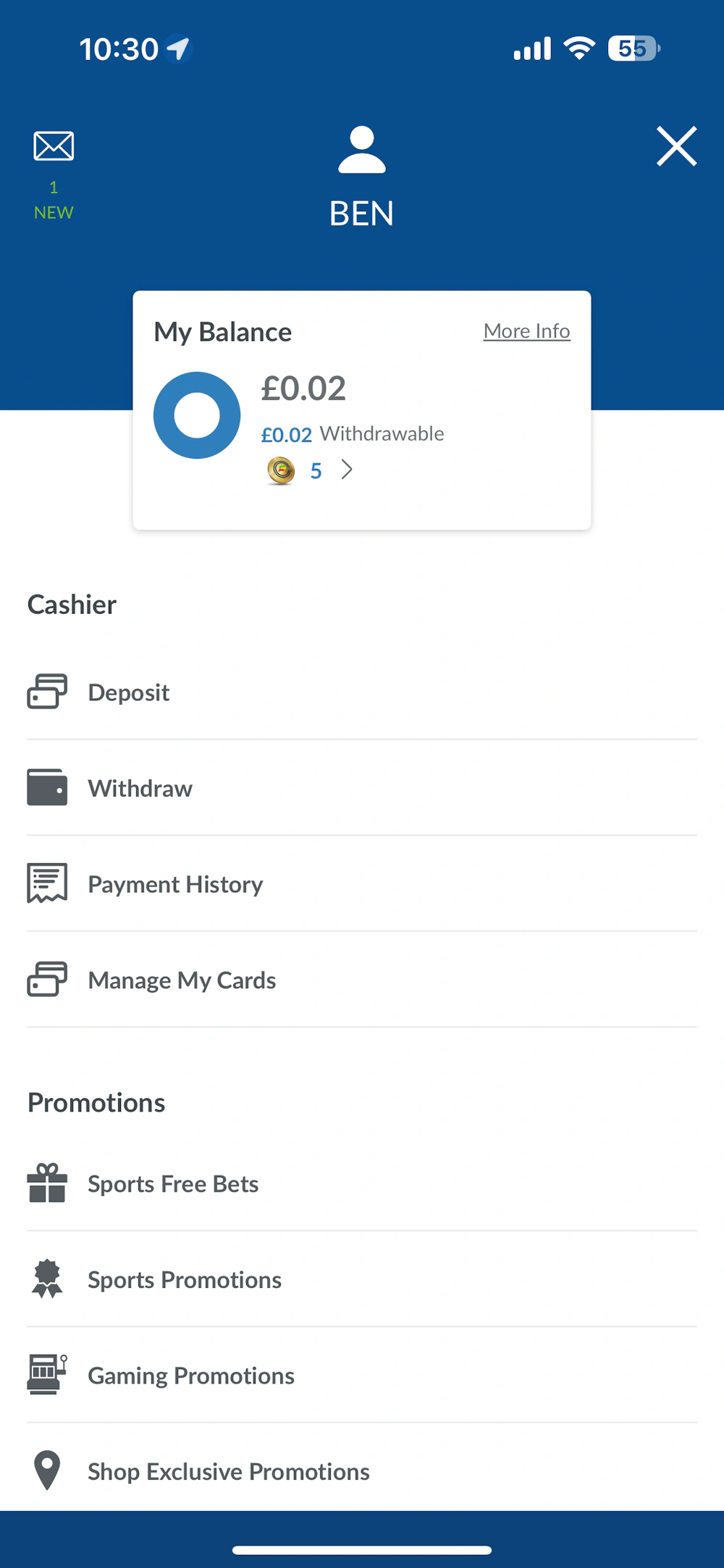 coral casino account preview