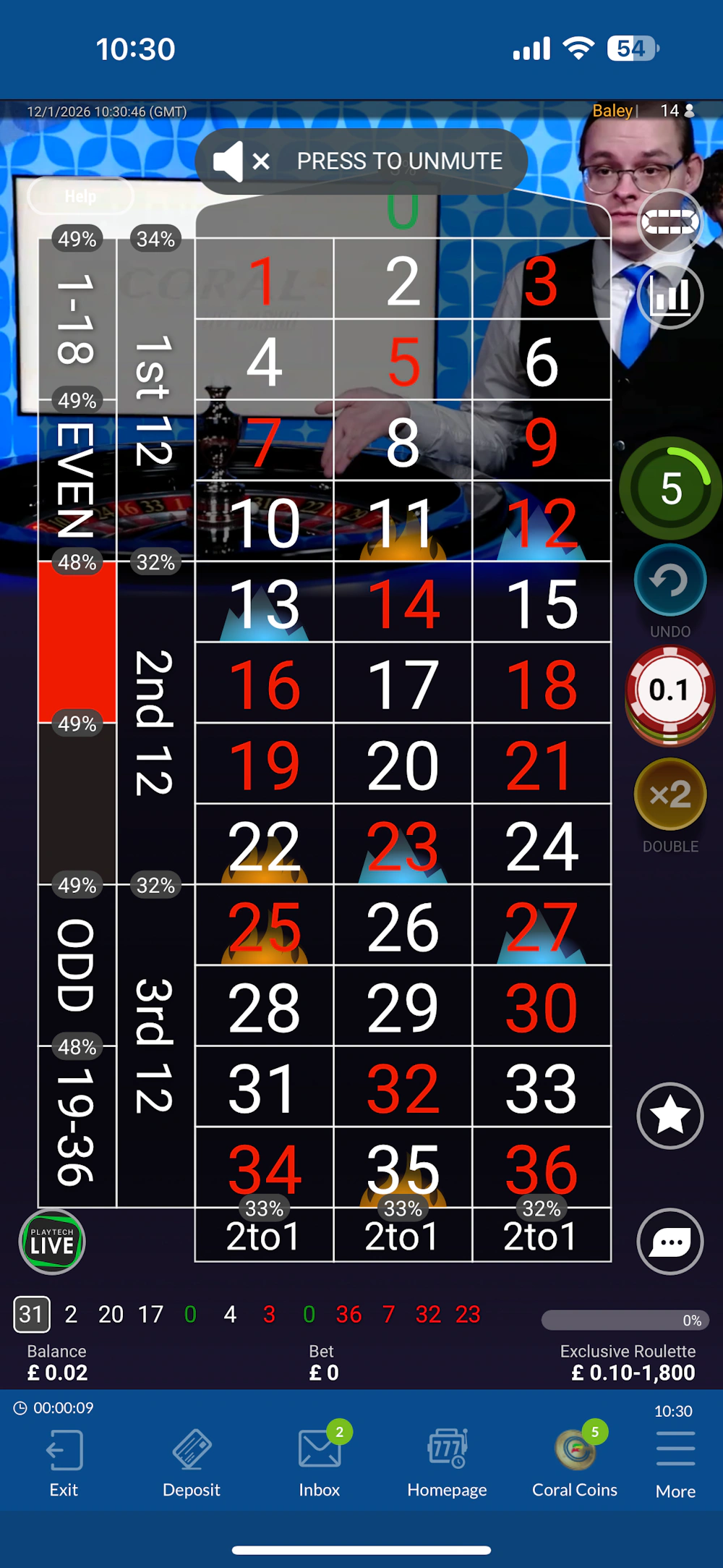 coral casino live casino game