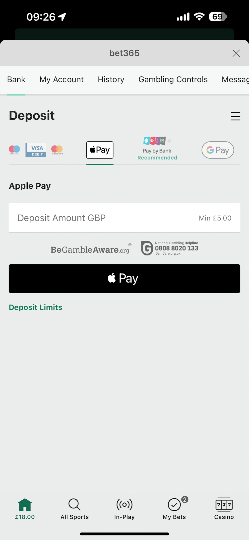 bet365 wallet deposit