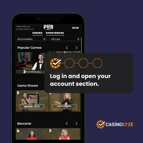 pub casino deposit process step 1