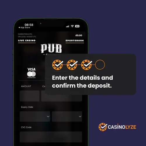 pub casino deposit process step 3