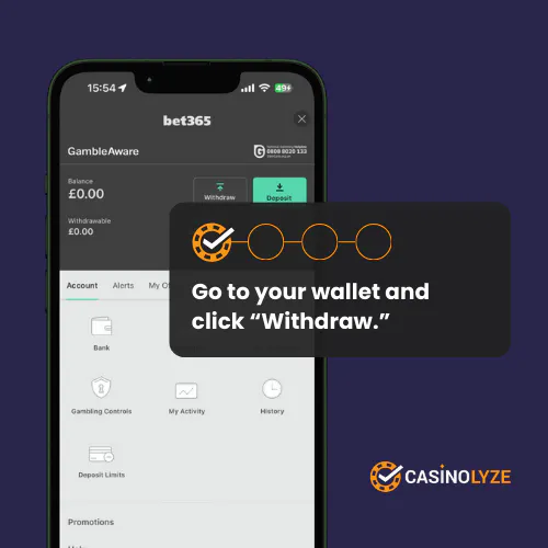 bet365 withdrawal process step 1