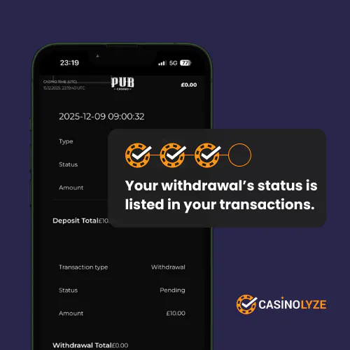 pub casino withdrawal process step 3