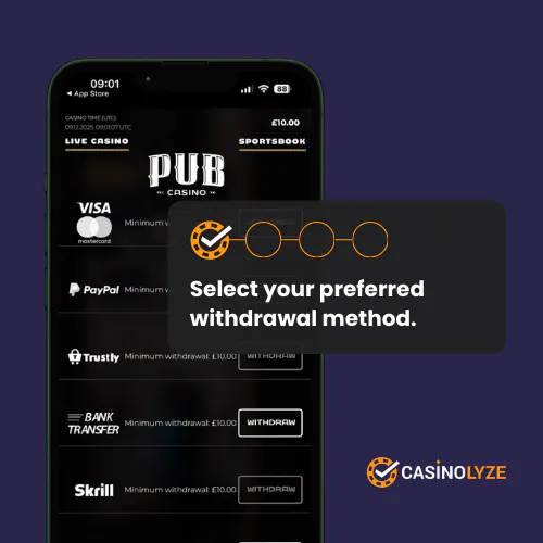 pub casino withdrawal process step 1