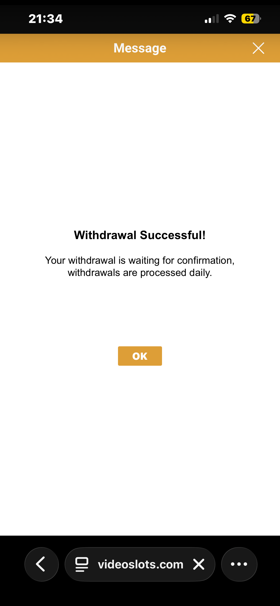 Videoslots Withdrawal 1