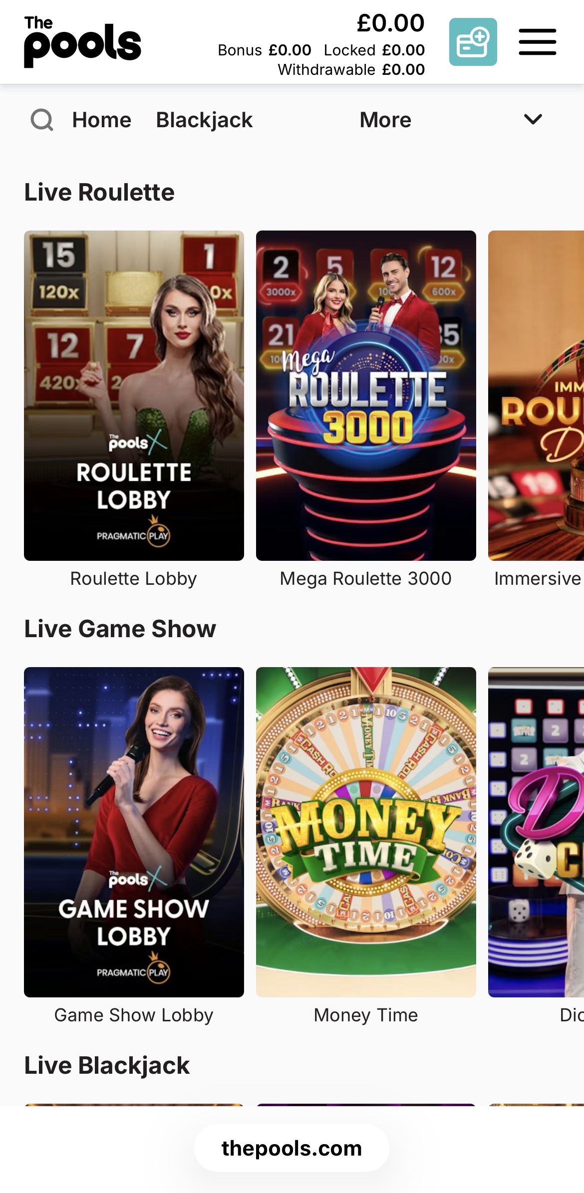 The Pools Live Casino