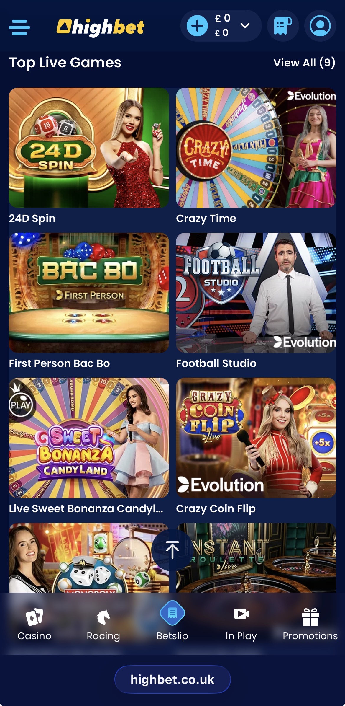 HighBet Live Casino