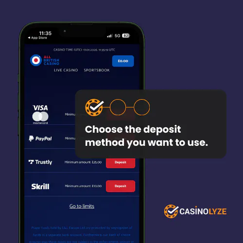 all british casino deposit step 1