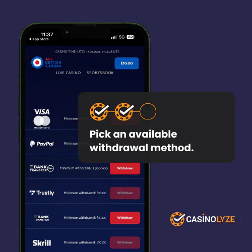 all british casino withdrawal process step 2
