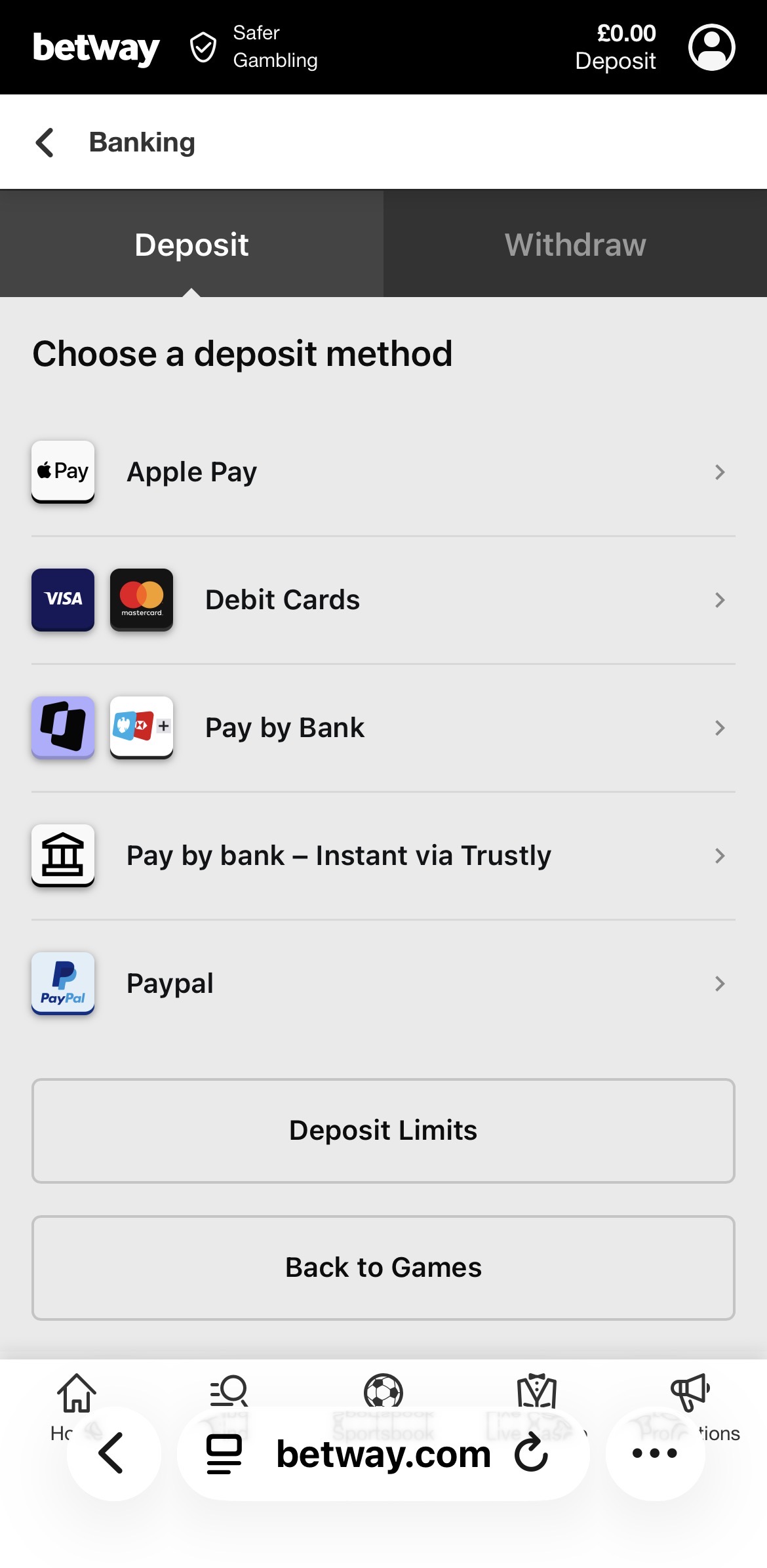 Betway Banking