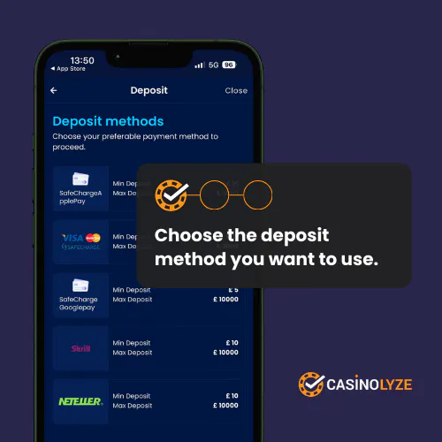 highbet deposit process step 1