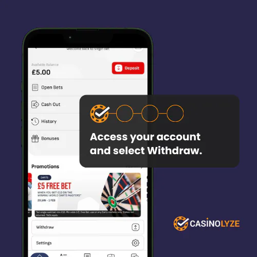 virginbet withdrawal process step 1