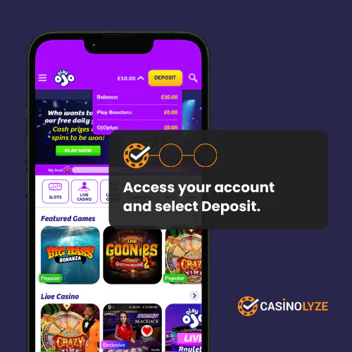 playojo deposit process step 1