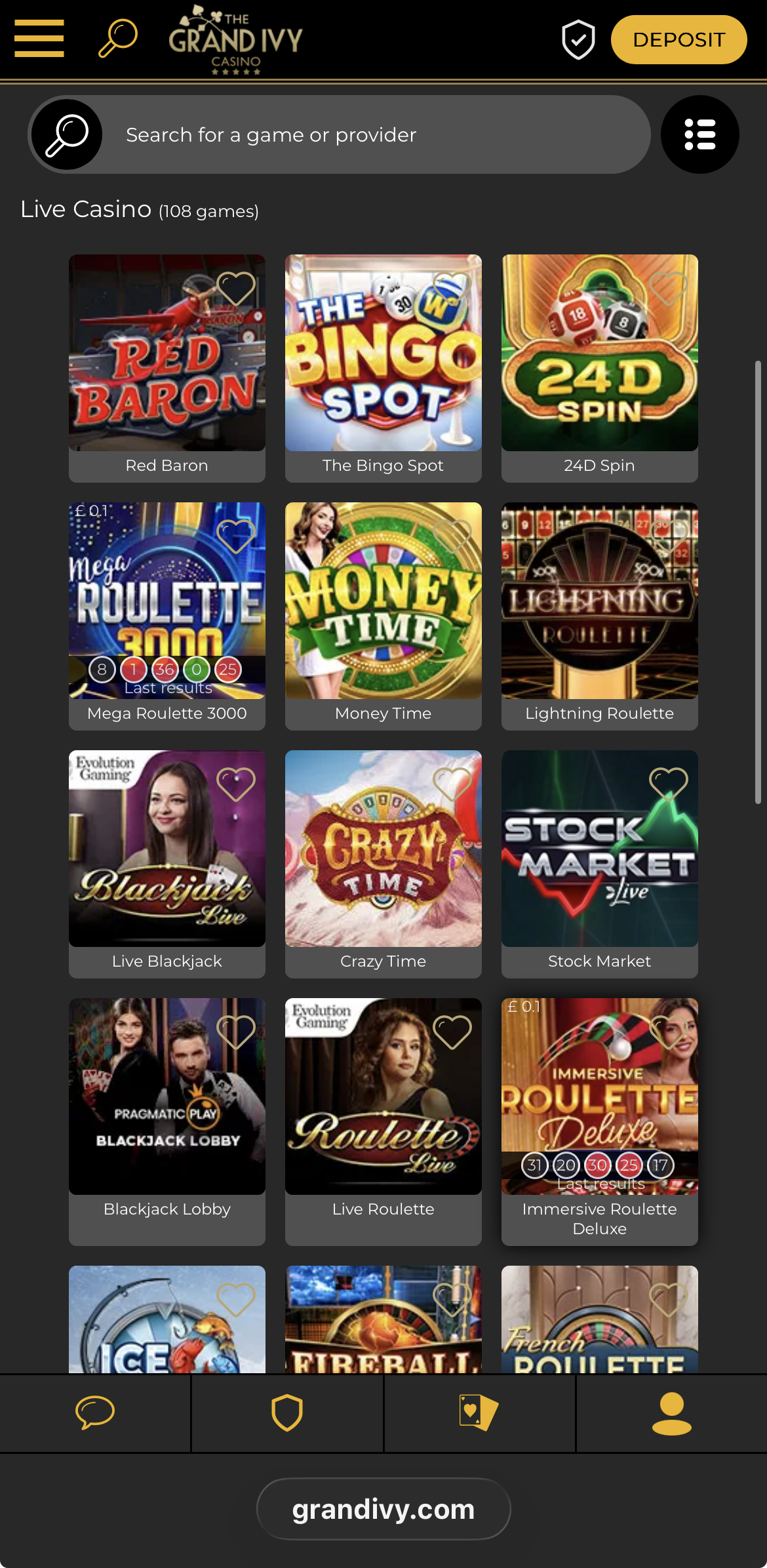Grand Ivy Casino Live Casino