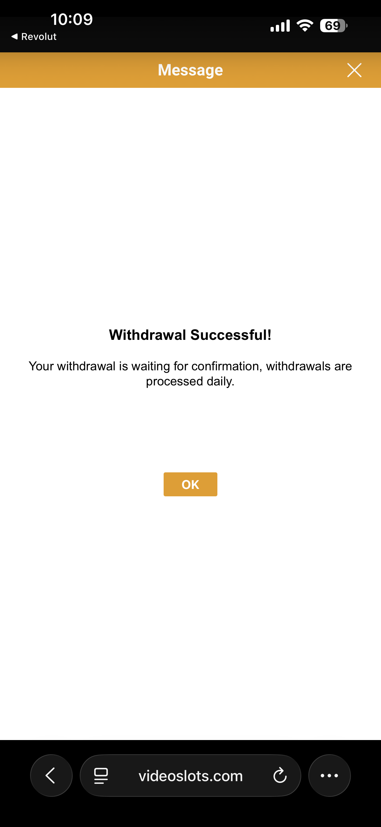 VideoSlots Withdrawal 1