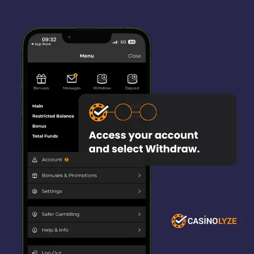 32red withdrawal process step 1