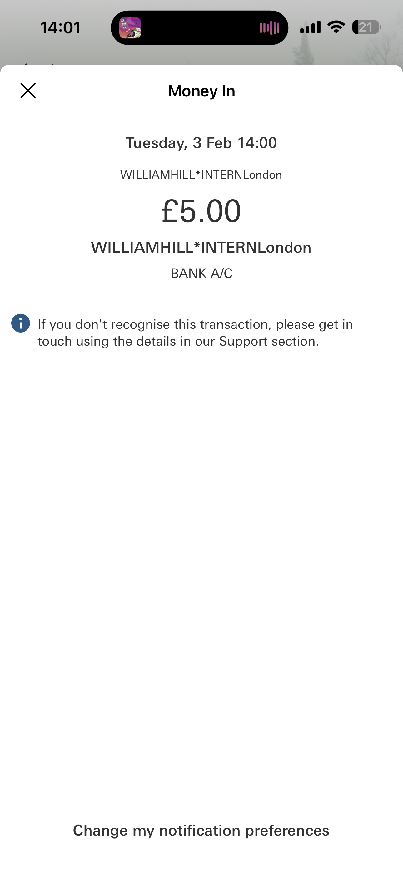 William Hill Withdraw Test Apple Pay 3/2