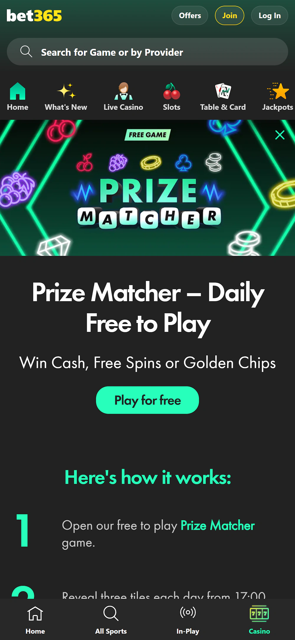 bet365-prize-matcher