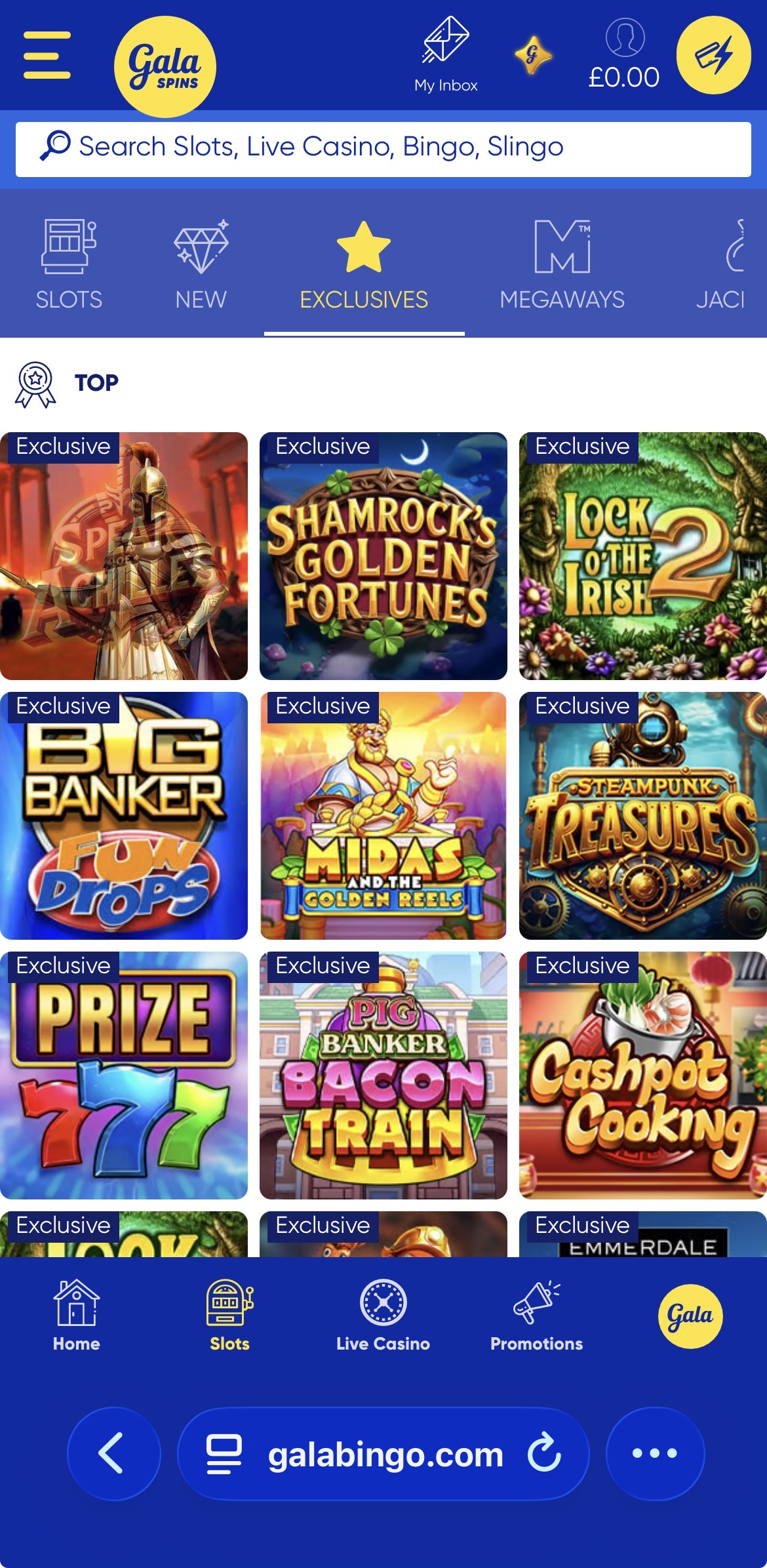 Gala Spins Game Lobby