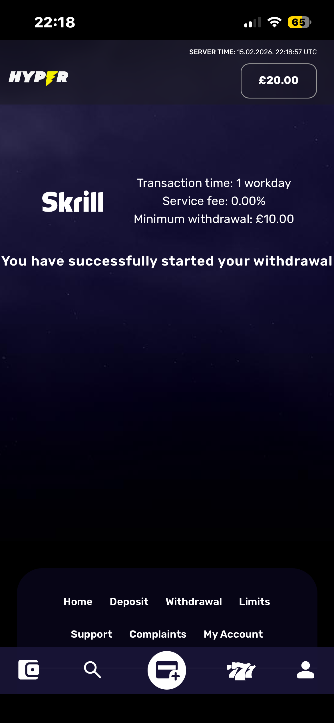 Hyper Casino withdrawal 1