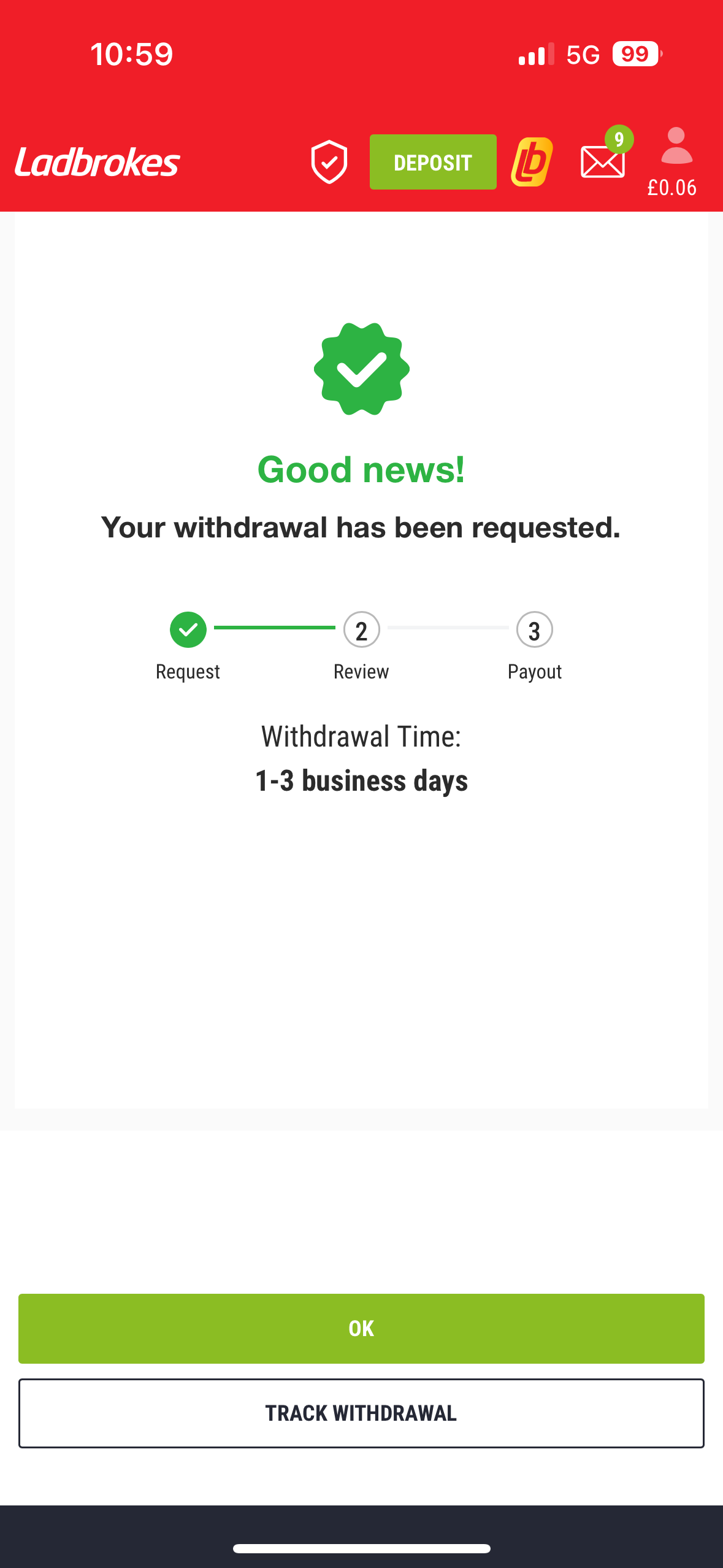 ladbrokes apple pay withdrawal test request