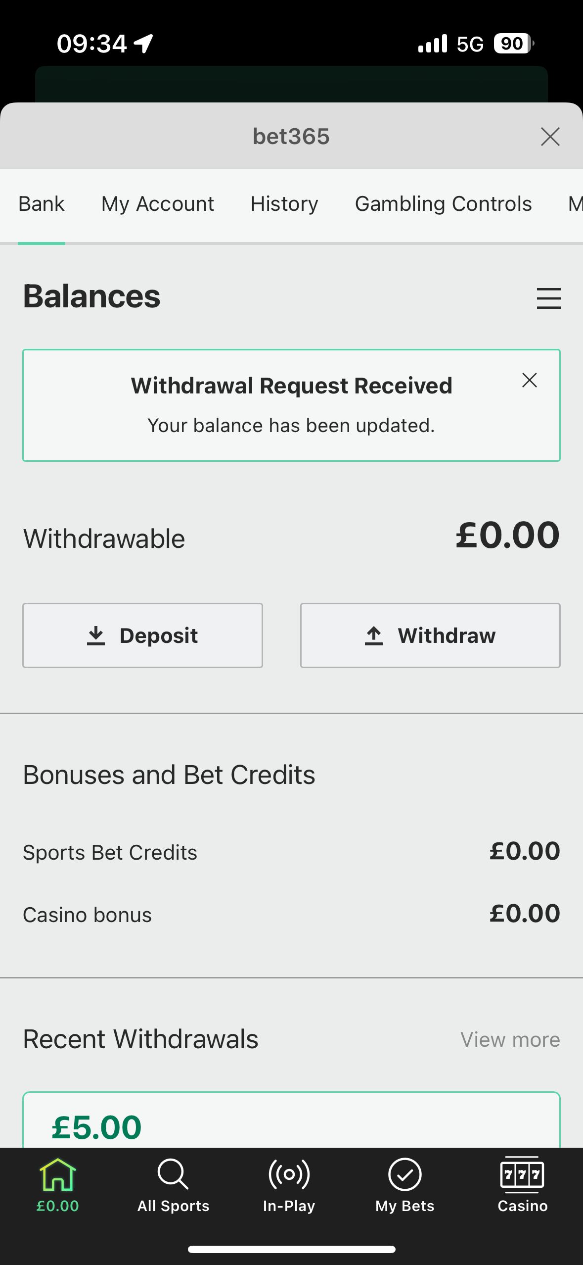 bet365 withdrawal test via apple pay request