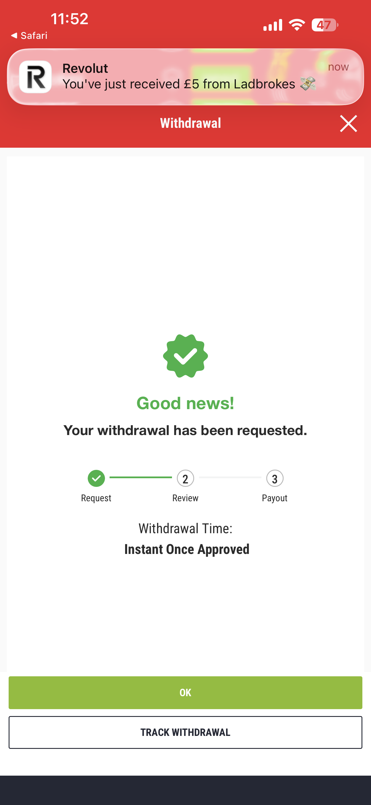 Ladbrokes Withdrawal Revolut