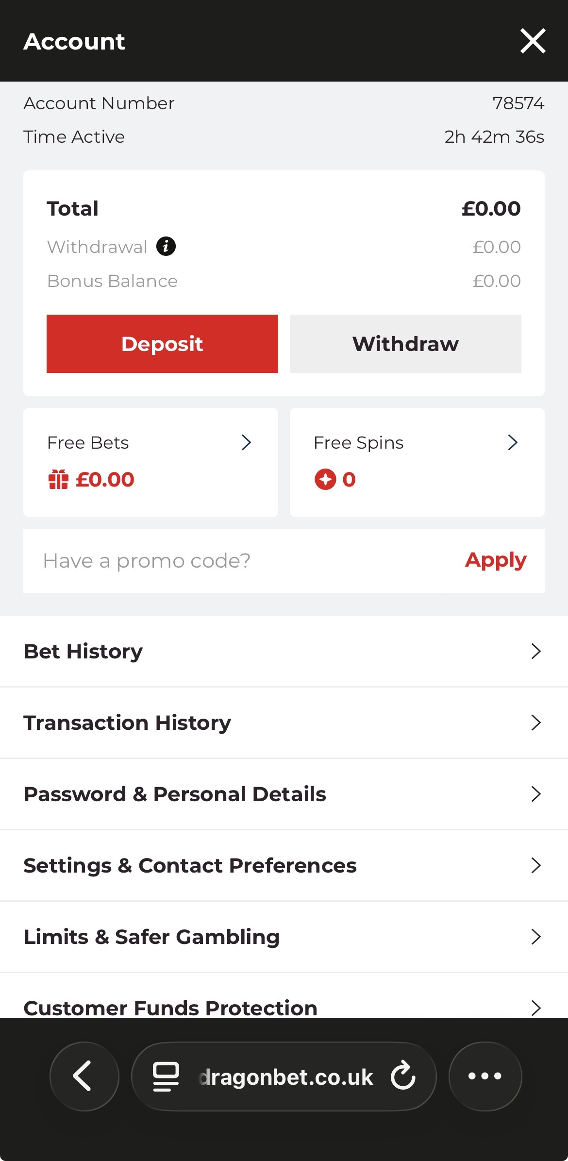 Dragon Bet Account