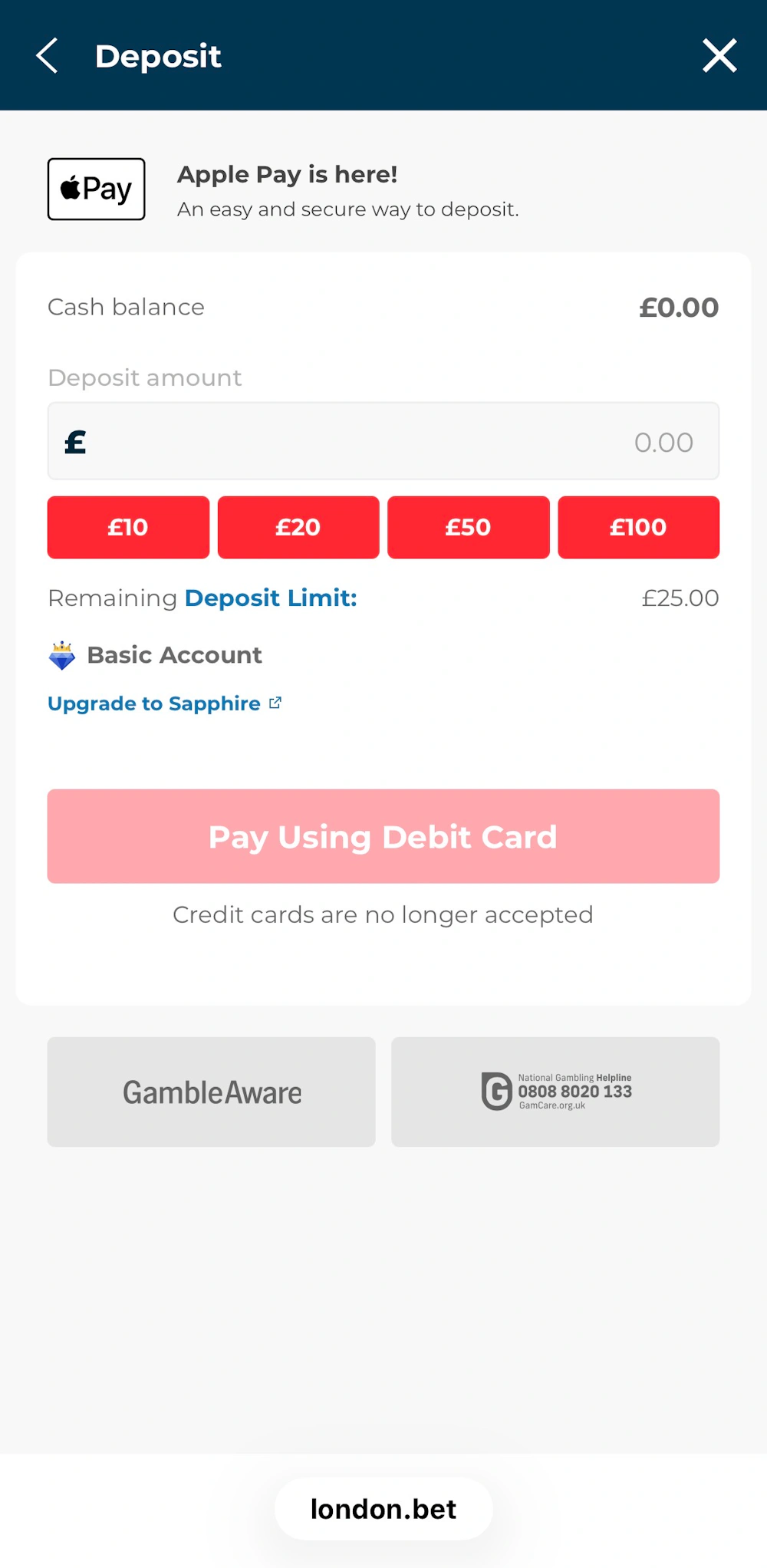 London Bet Deposit